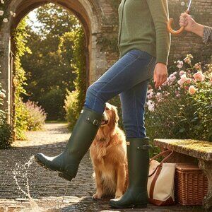 Hunter Field Huntress Dark Olive Tall Wellington Rain Snow Boot, Size 5